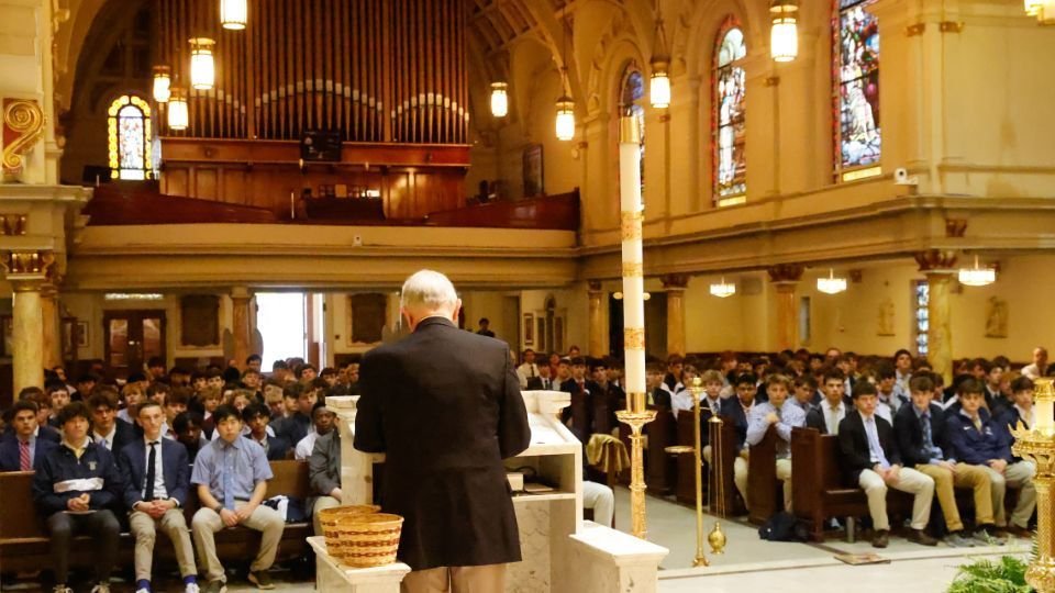 Photo for Francis Trzuskowski ‘55 Speaks to Seniors During Salesian Pilgrimage